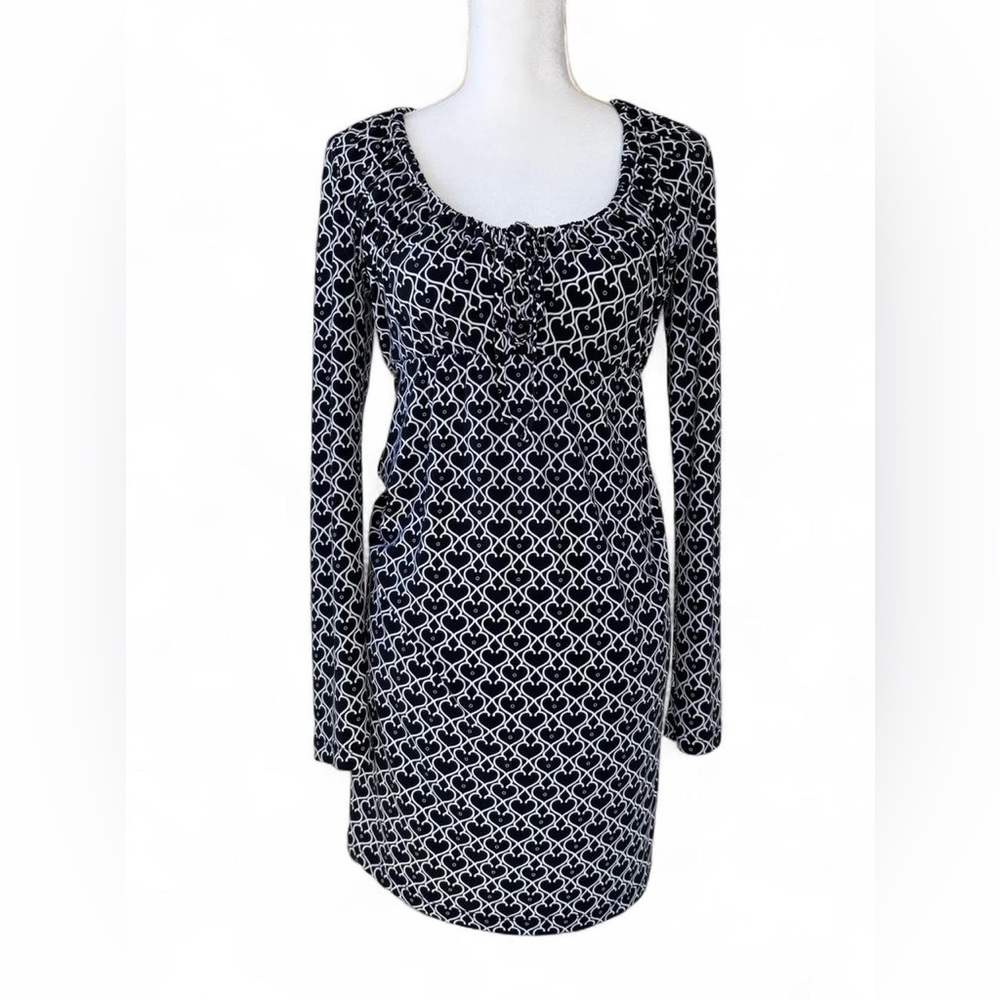 Express Y2K Black White Babydoll Mini Dress Long Sleeve Size S
